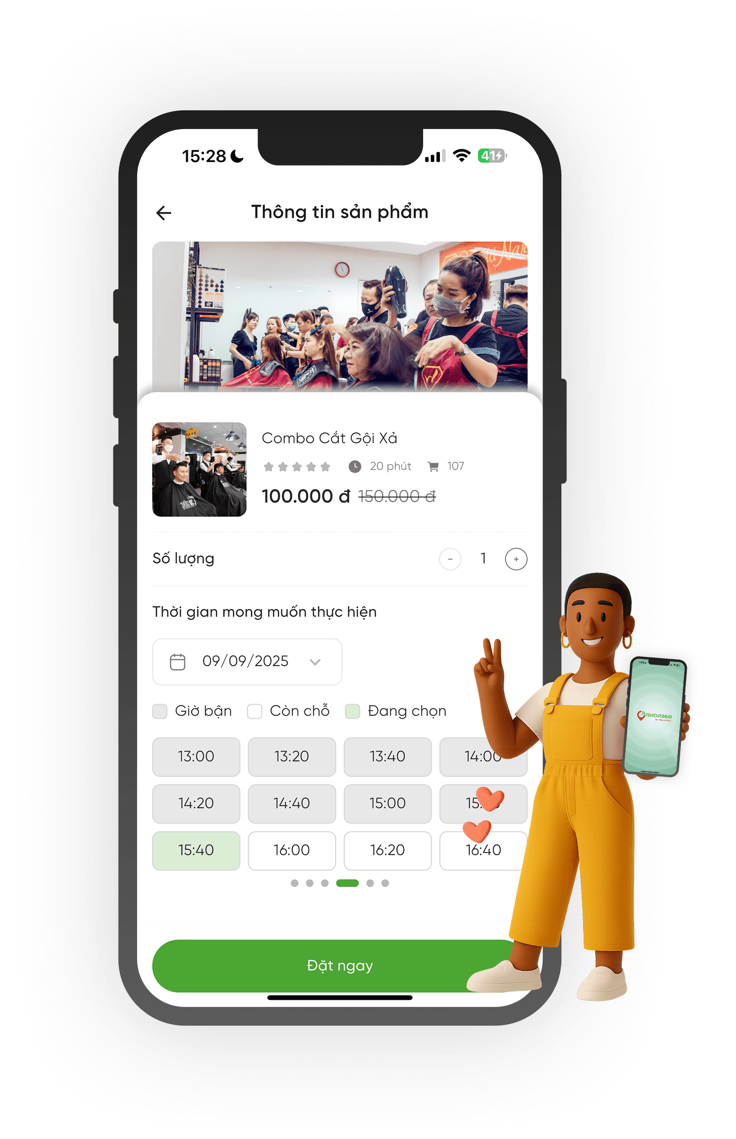 Đặt dịch vụ trực tuyến ngay trong app